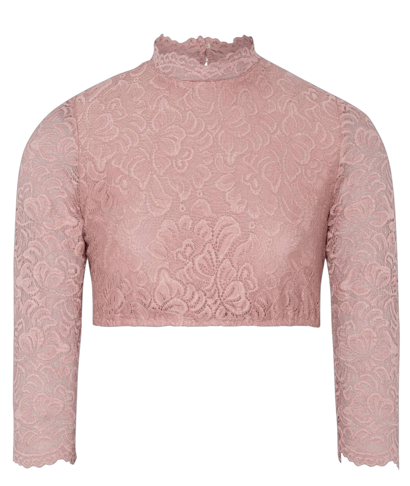 Dirndlbluse, Spieth & Wensky, hochgeschlossen, rosa, Amsterdam, Gr. 48