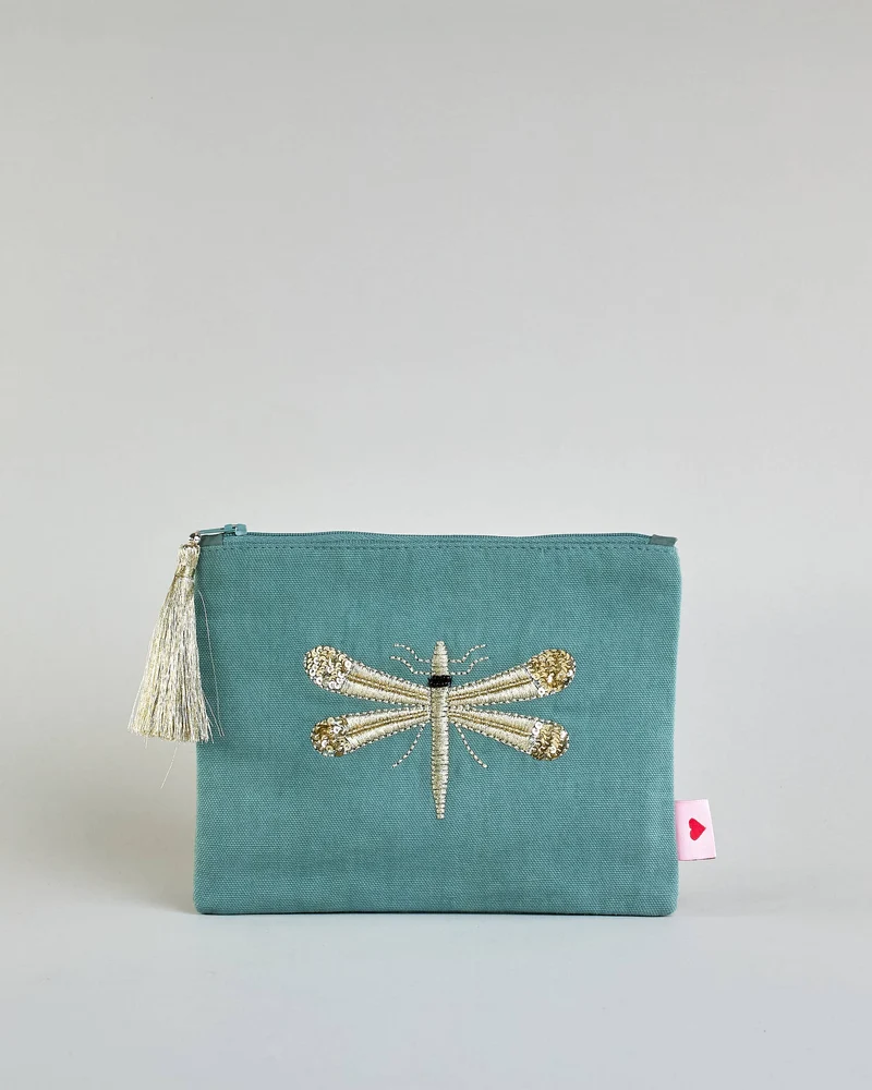 Kosmetiktasche Perlen - Libelle - Herzilein-Wien GmbH
