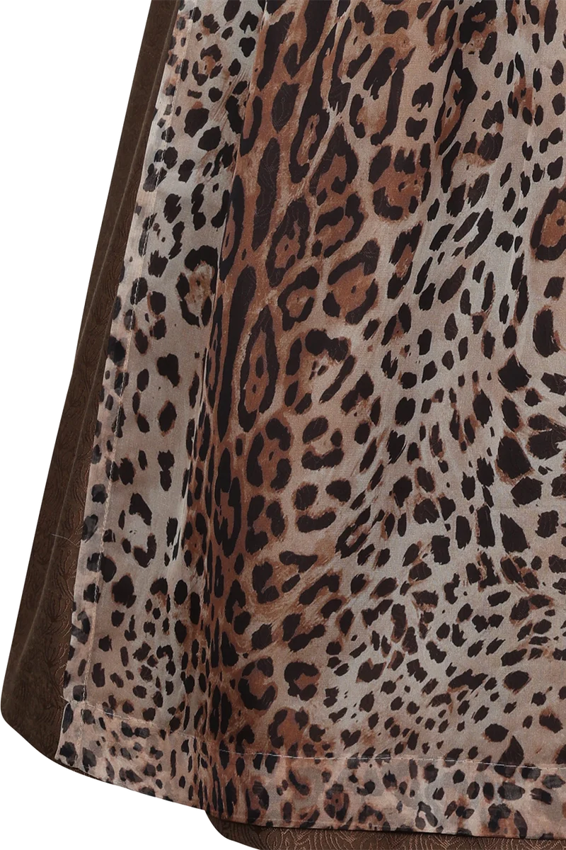 Midi-Leoprintdirndl mit Srukturmieder - espresso leo