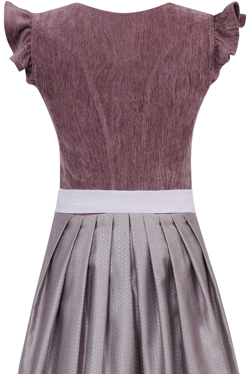Samtdirndl 70cm mit abnehmbaren Flügelärmeln - pflaume