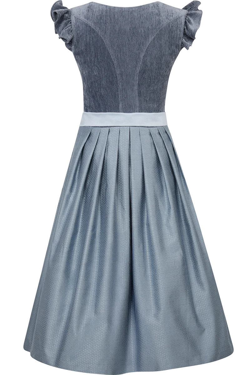 Samtdirndl 70cm mit abnehmbaren Flügelärmeln - himmelblau