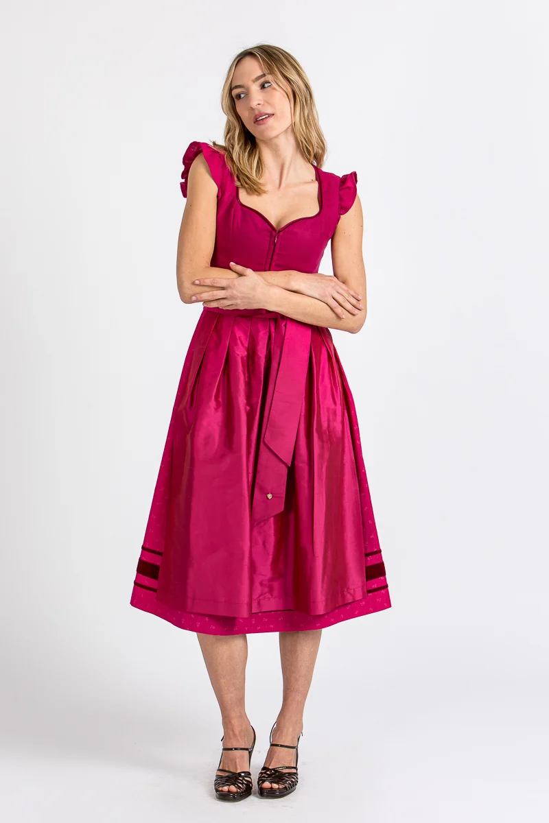 Alpenherz Dirndl mit abnehmbaren Flügelärmel Marie fuchsia