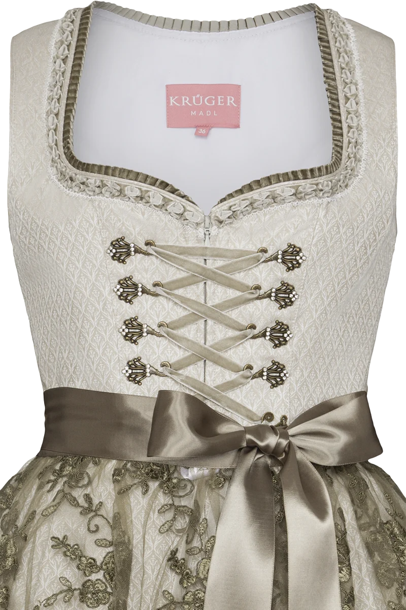 Mini-Dirndl mit Schnürung und transparenter Schürze