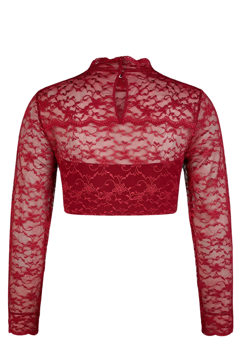 Dirndlbluse Nina von C., Elvira, bordeaux, langarm, hochgeschlossen