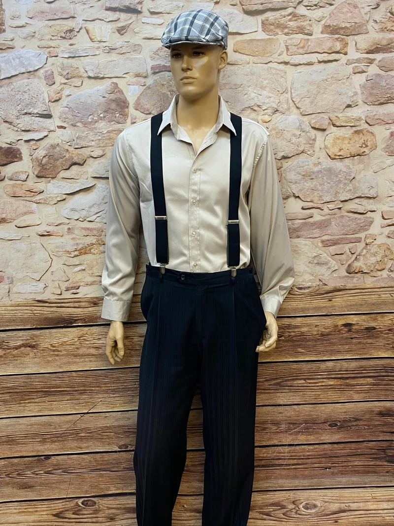 20er Jahre Herren Outfit Gr. 54 – Hemd, Hosenträger & Schiebermütze