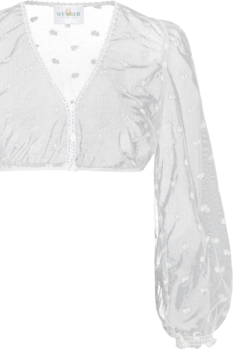 Dirndlbluse aus Tüll mit floralem Stickmuster
