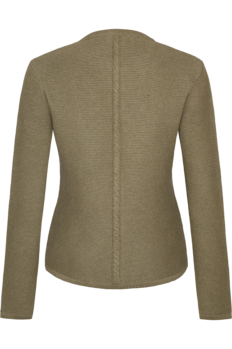 Damen Strickjacke mit Zopfmuster und Perlmuttknöpfen - lindgrün