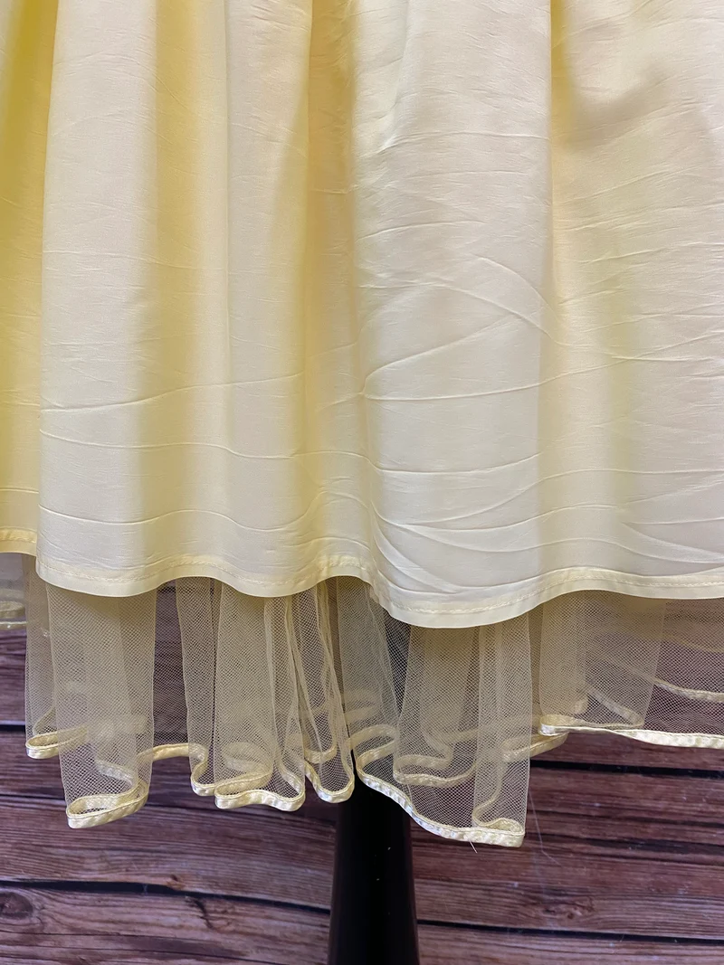 50er Jahre Kleid Hellgelb Gr. 34 – Swing Kleid mit Samtgürtel