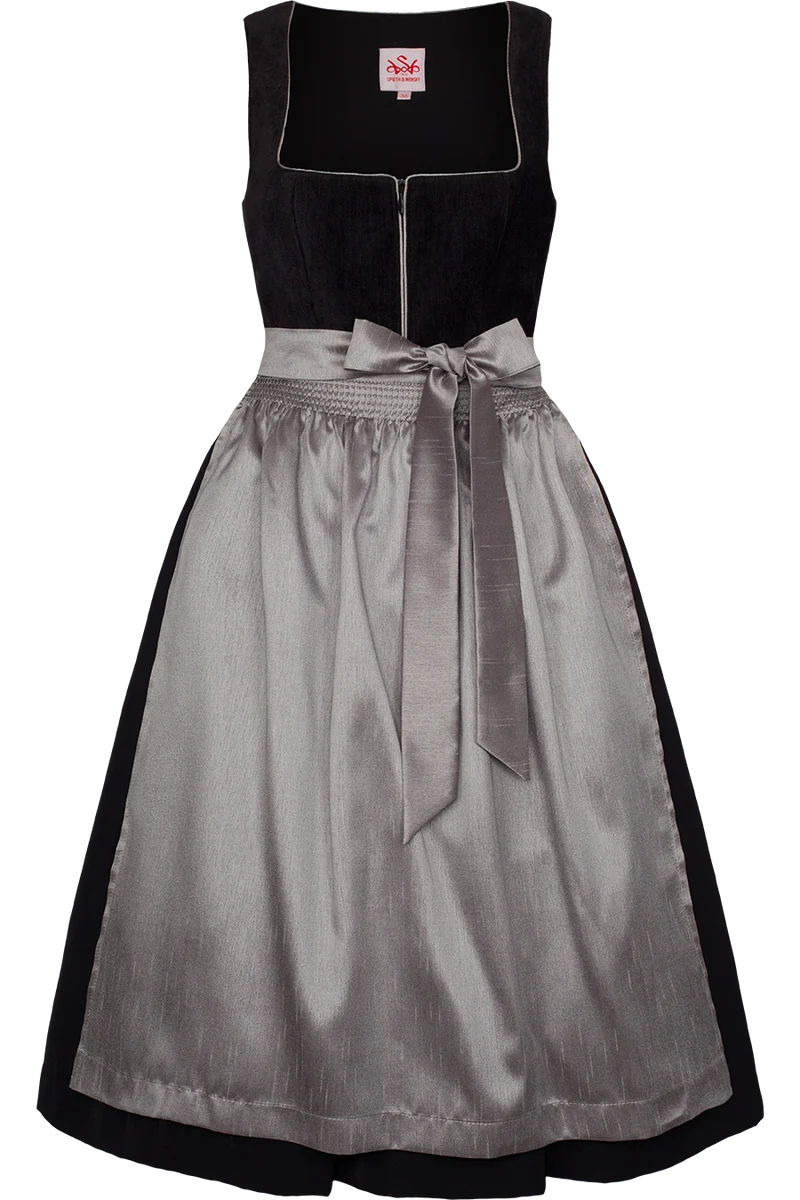 Midi-Dirndl 70cm mit Samtmieder - schwarz