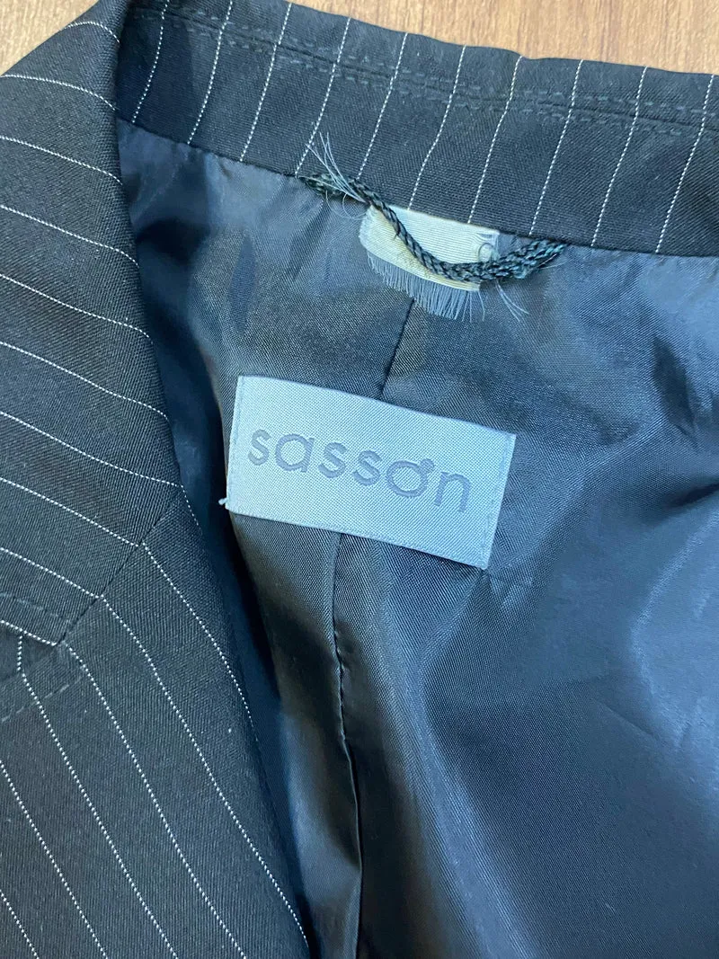 Nadelstreifenanzug Damen Gr. 46 schwarz – eleganter Hosenanzug