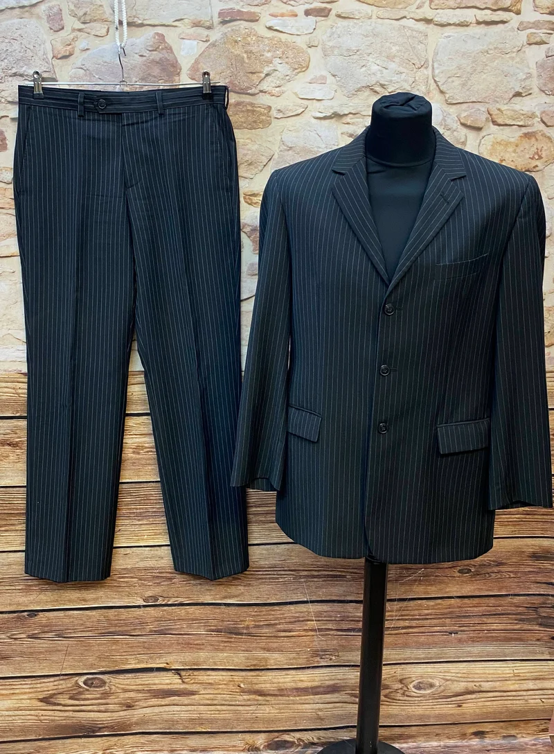 Nadelstreifenanzug Herren Gr. 50 – Modell Nice schwarz