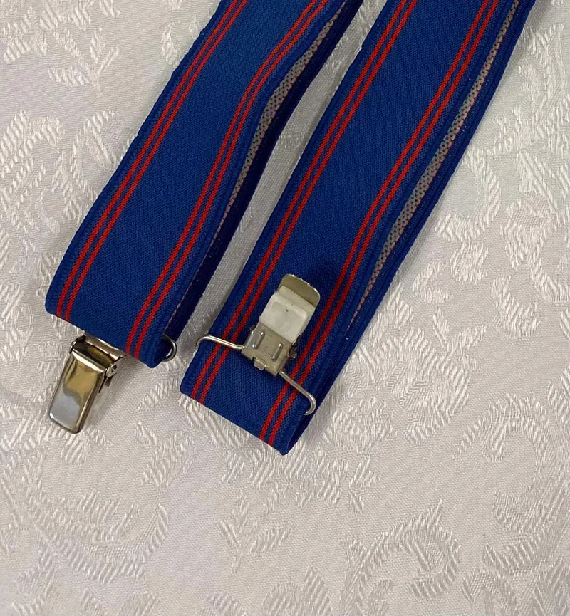 Vintage Hosenträger blau rot H-Form