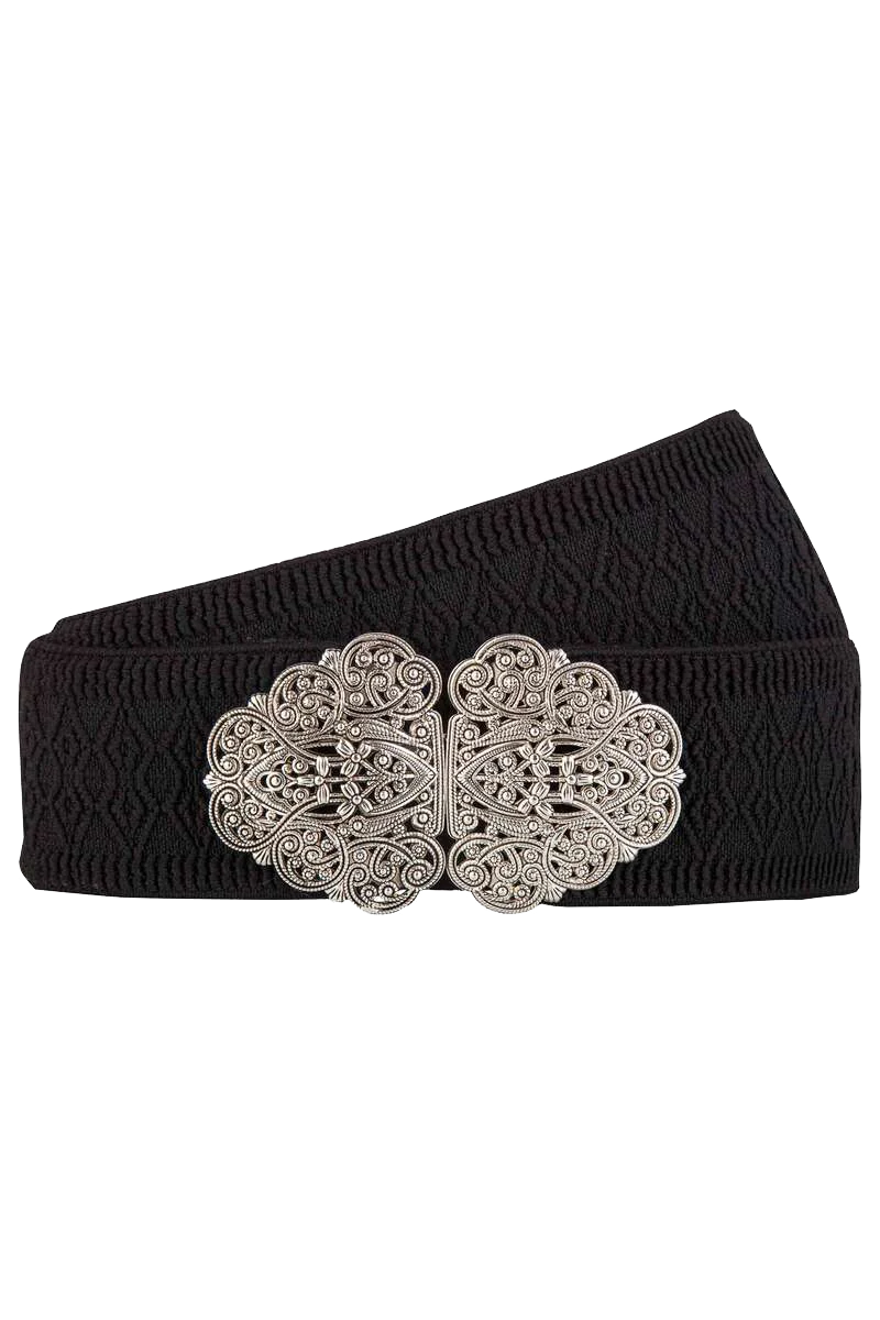 Damen Gürtel mit Muster und Metallschließe - schwarz