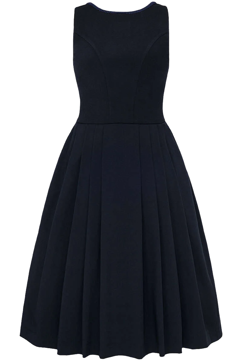 Midi-Dirndl ohne Schürze unifarben - marine