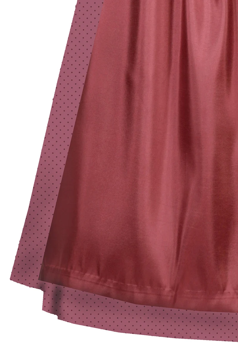 Midi-Dirndl mit Samtoberteil und Broschenschließe - rubinrot