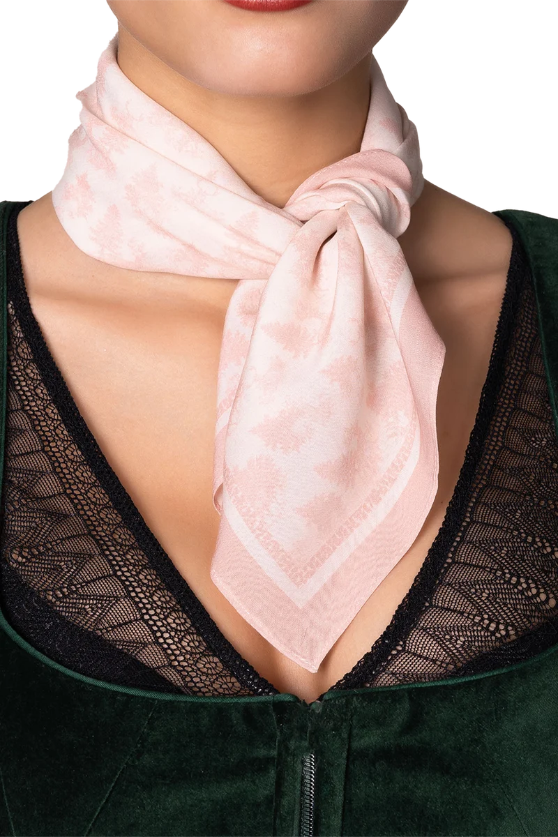 Damen Trachten-Nickituch mit Wald und Hirschen - rosa