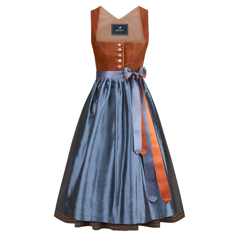 Samtdirndl Mila Karamell (lang)