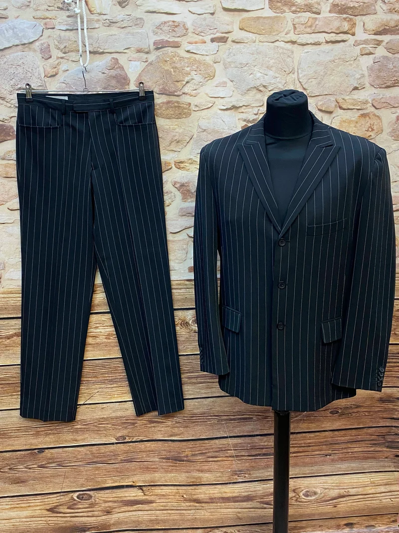 Nadelstreifenanzug Herren Gr. 48 schwarz – 20er Jahre Gatsby Stil