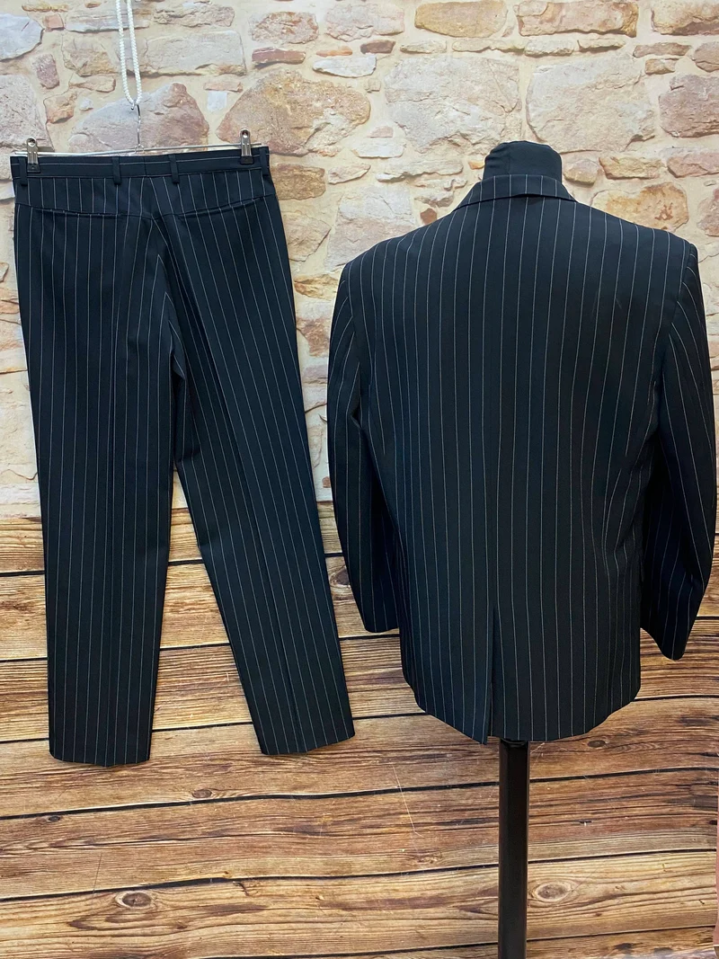 Nadelstreifenanzug Herren Gr. 48 schwarz – 20er Jahre Gatsby Stil