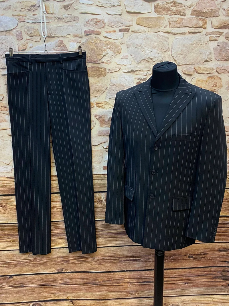 Nadelstreifenanzug Herren Gr. 46 schwarz – 20er Jahre Gatsby Stil