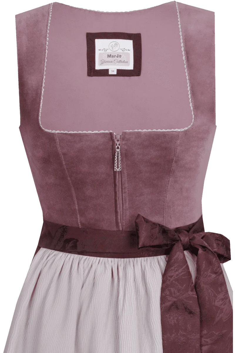 Midi-Dirndl mit Samtoberteil und Blumenmuster - traube mauve