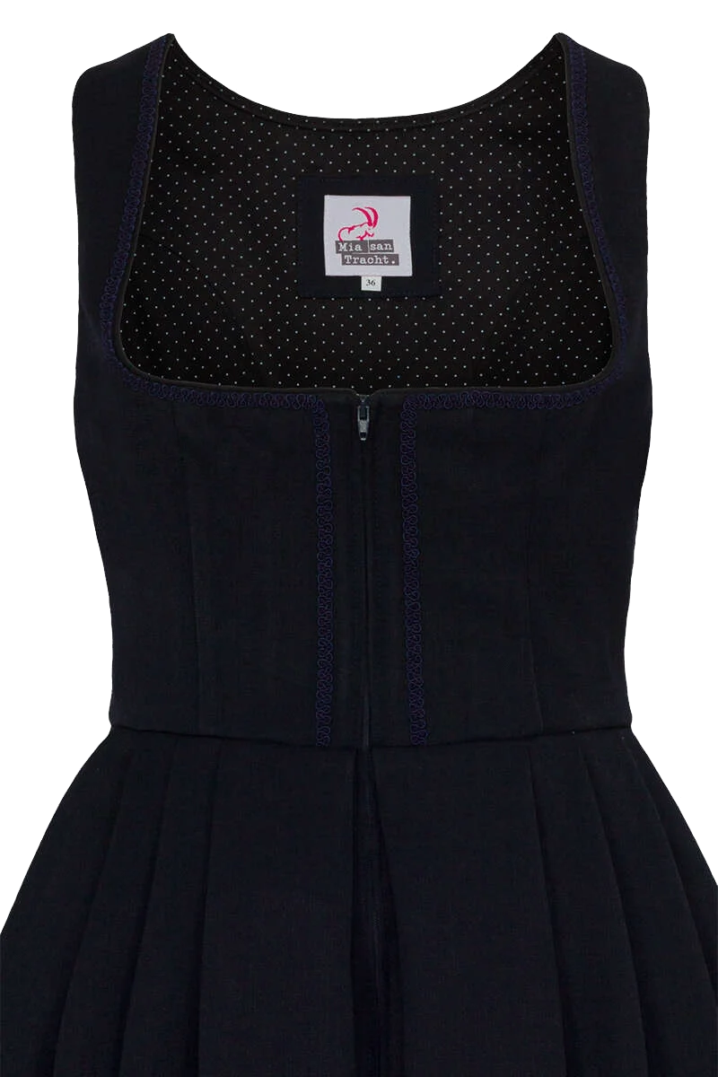 Midi-Dirndl ohne Schürze unifarben - marine
