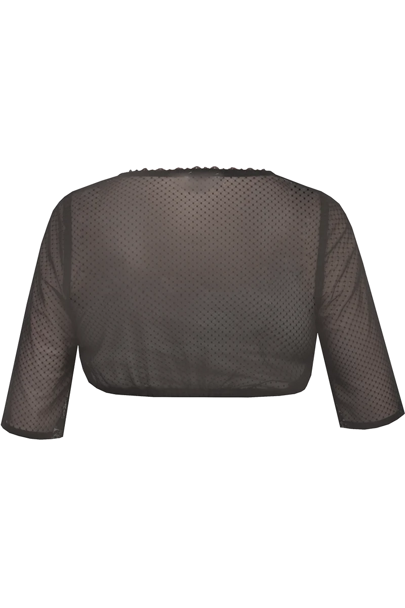 Dirndlbluse transparent mit halblangen Ärmeln - schwarz
