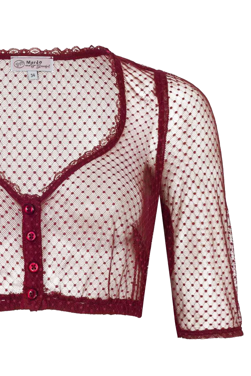 Dirndlbluse transparent mit halblangen Ärmeln - bordeaux