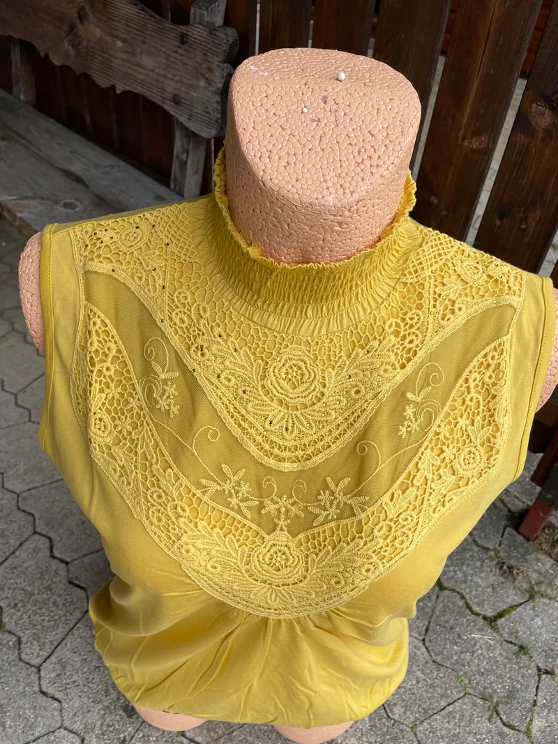 Trachtenshirt, HangOwear, Yonca, Top, gelb, Spitze