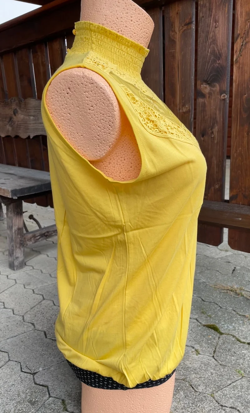 Trachtenshirt, HangOwear, Yonca, Top, gelb, Spitze
