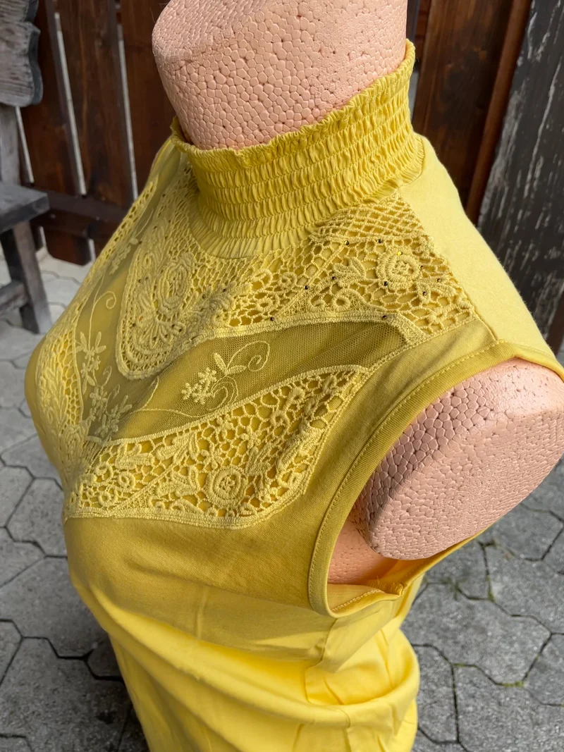 Trachtenshirt, HangOwear, Yonca, Top, gelb, Spitze