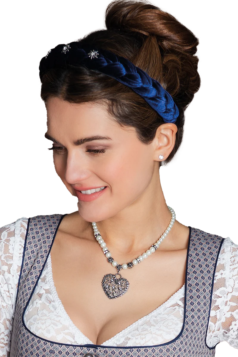 Damen Samt-Haarreif mit Strass-Edelweiß - blau