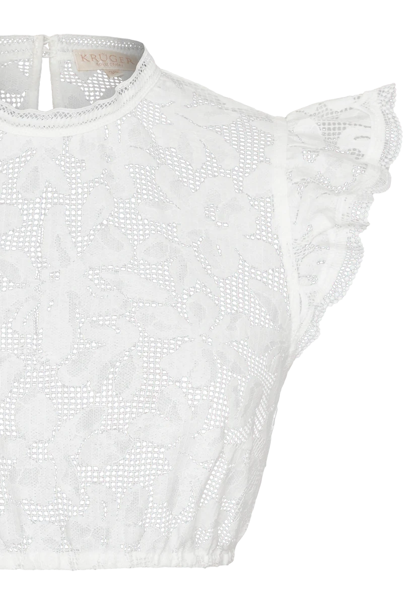 Dirndlbluse mit Flügelärmel und floraler Spitze