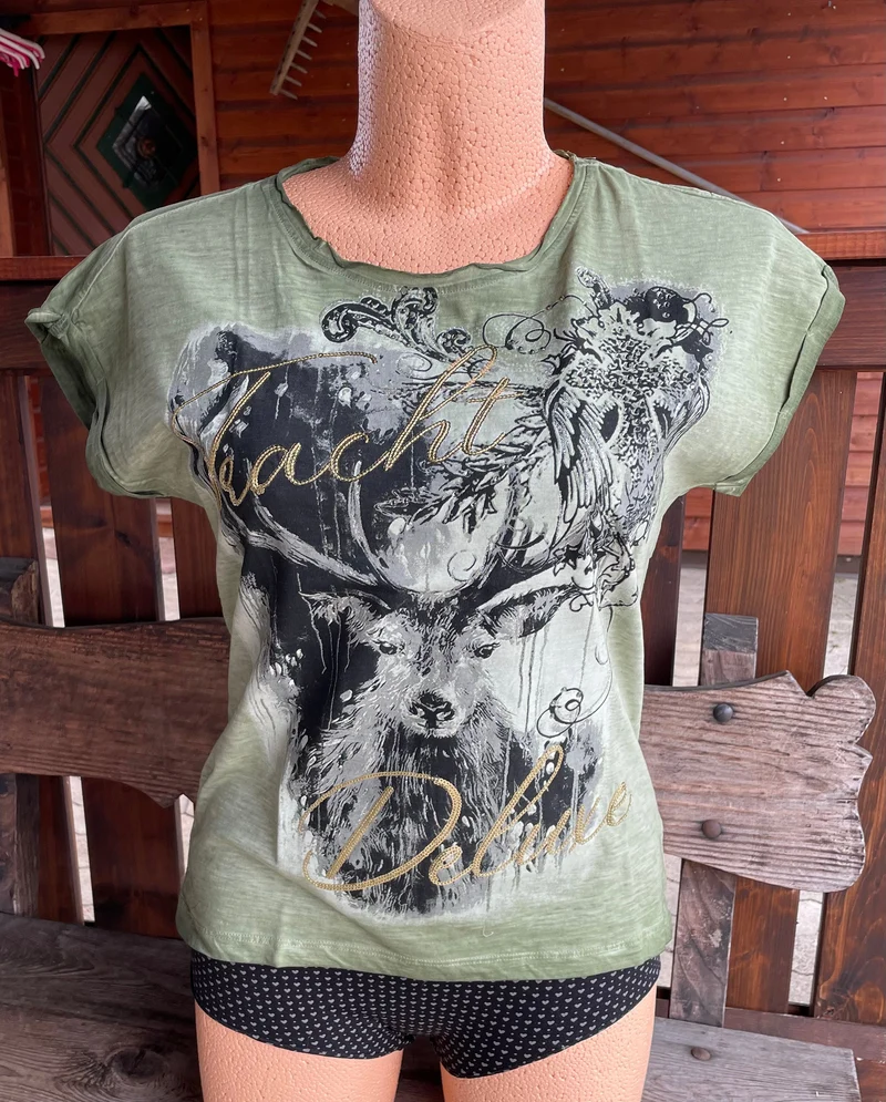 Trachtenshirt, HangOwear, Yola, oliv grün, Gr. L (40/42)