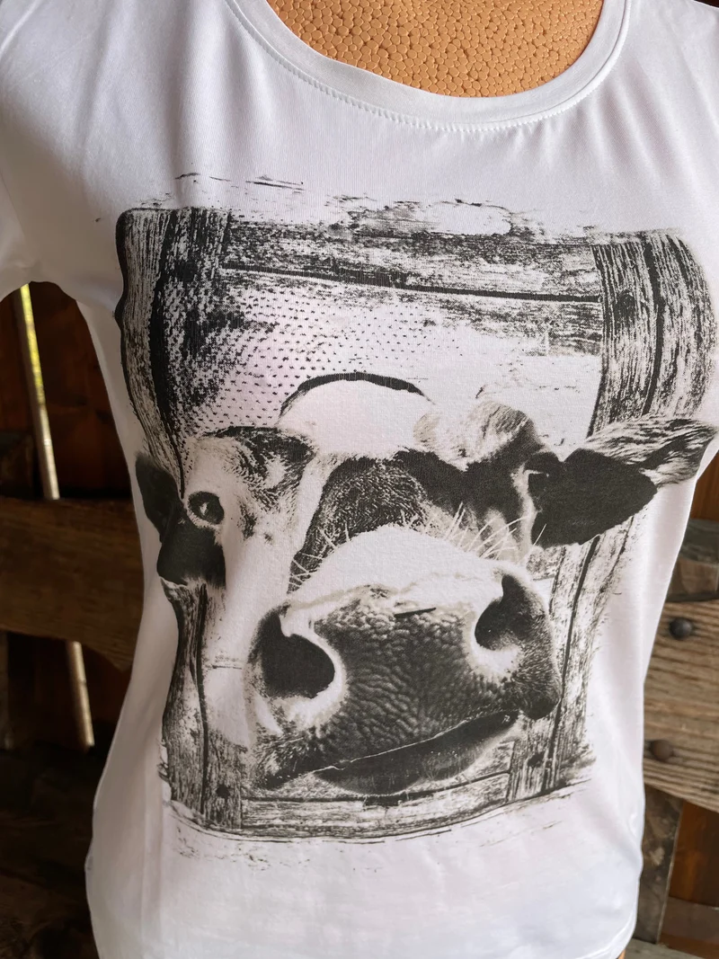 Trachtenshirt, HangOwear, Xavira, weiß, Kuh