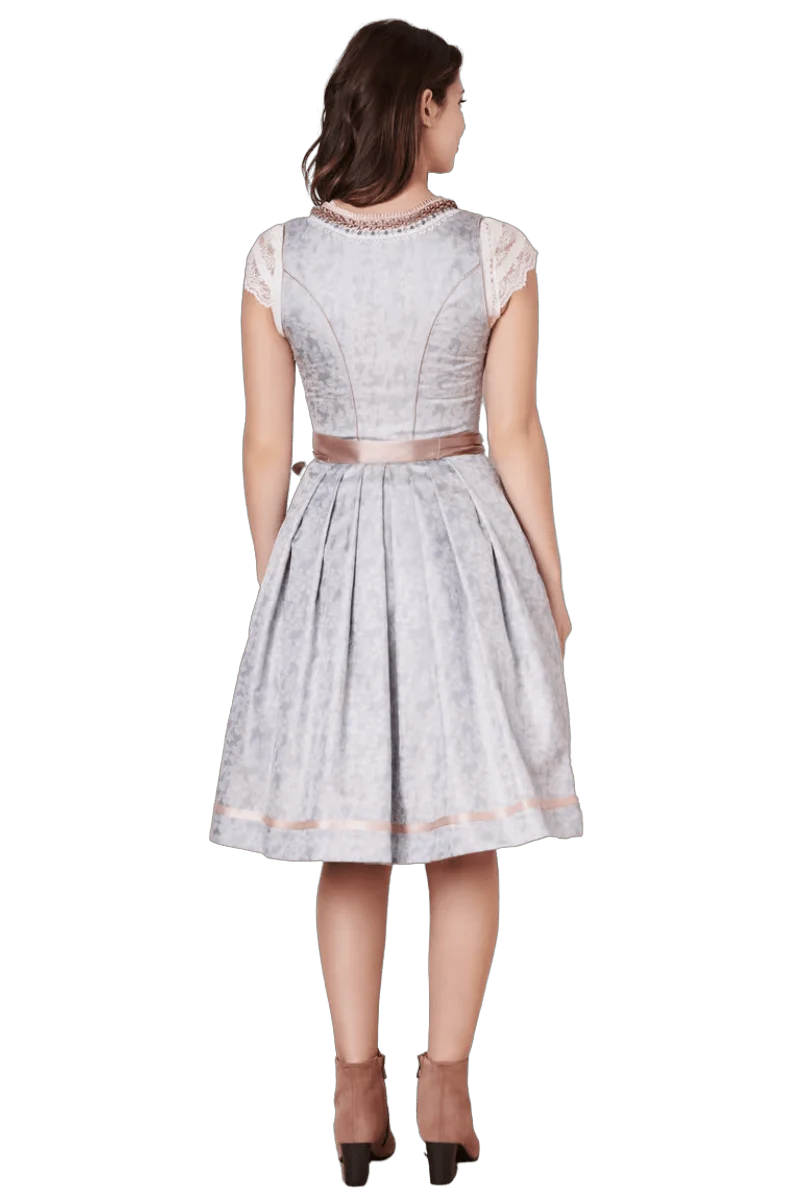 Dirndl Krüger Madl, Anella, Midi, Silber grau, rosé, Midi 60 cm