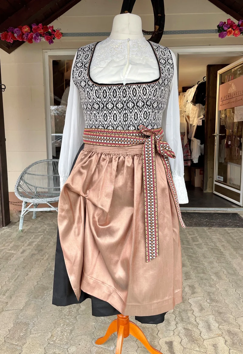 Dirndl Krüger Collections, Euphemina 70cm, schwarz, lachs, Kupfer