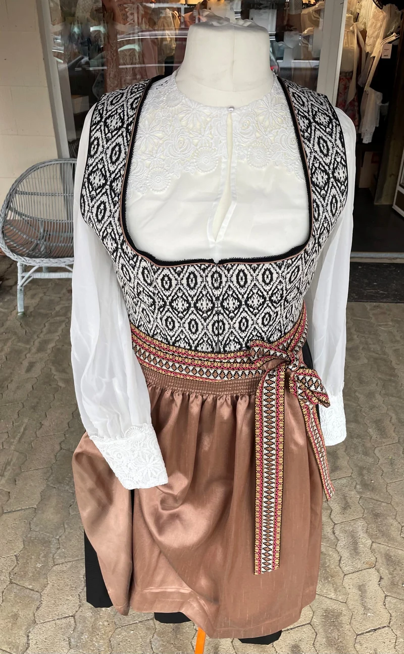 Dirndl Krüger Collections, Euphemina 70cm, schwarz, lachs, Kupfer