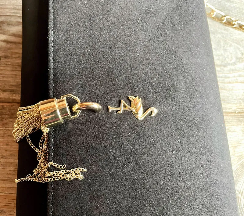 Handtasche, Umhängetasche, Menbur, schwarz Wildleder