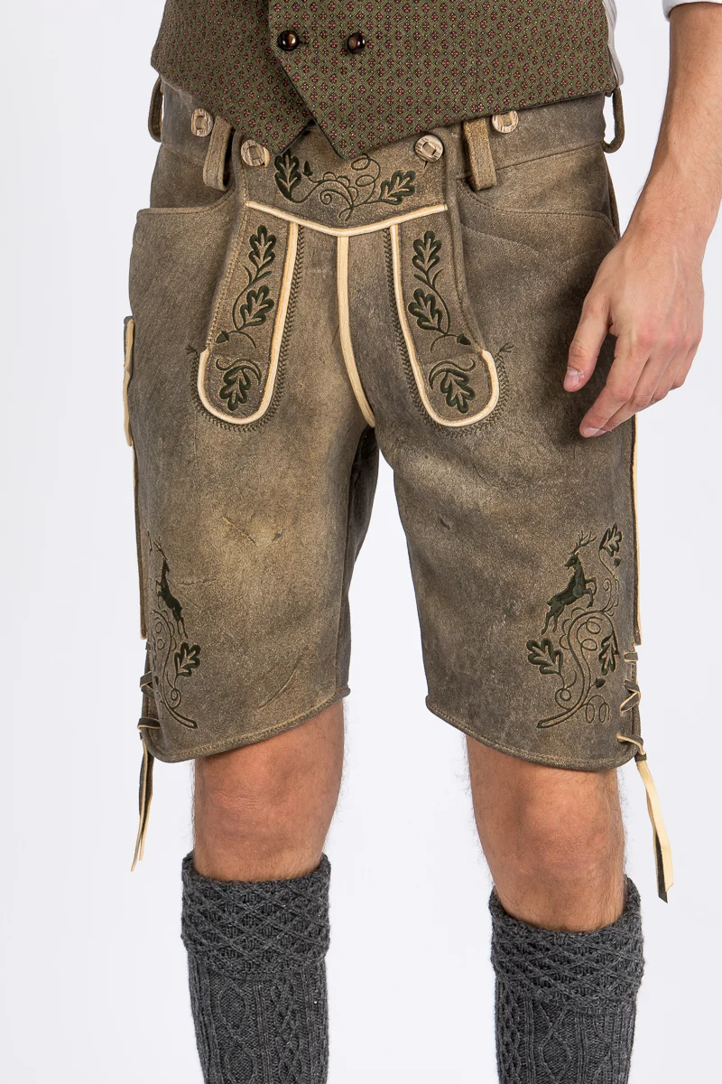 Kurze Beckert Hirschlederhose Bayrischzell antik hell