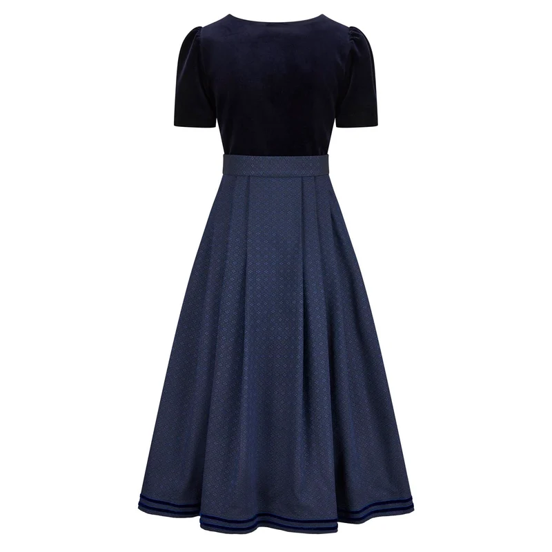Samtdirndl Viktoria Blau (lang)