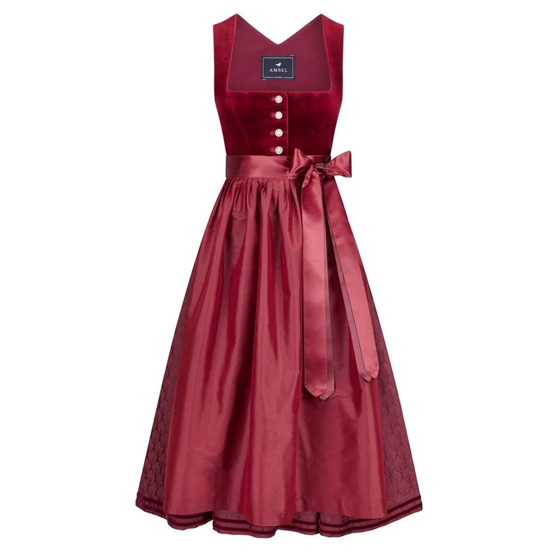 Samtdirndl Olivia Rot (lang)