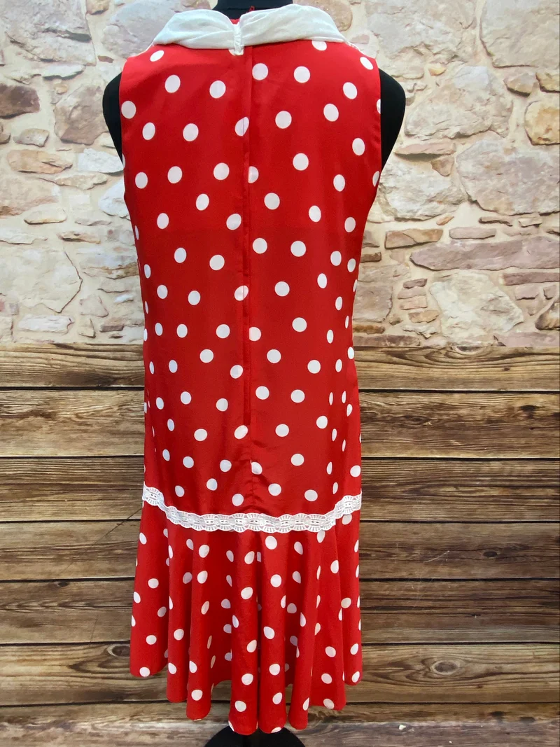 20er Jahre Tageskleid Rot-Weiß Gr. ca. 44 – Tea Dress