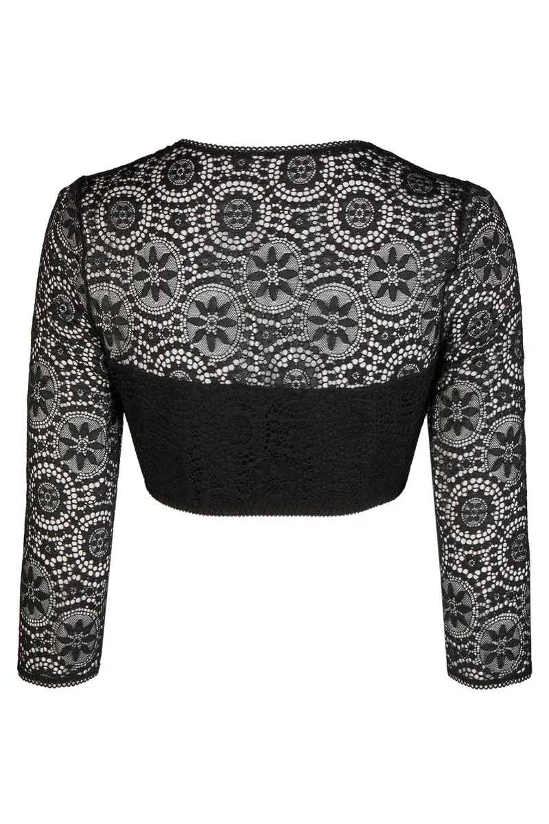 Dirndlbluse 3/4 Arm schwarz Spitze