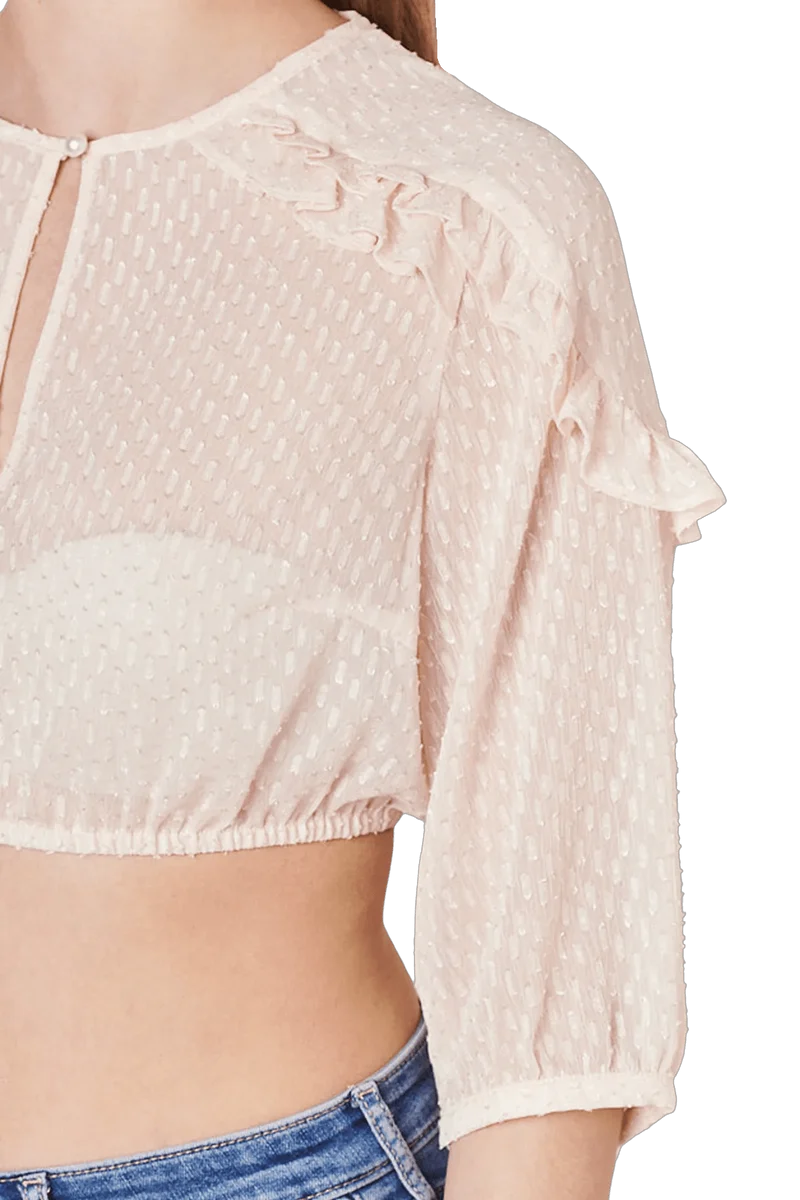 Dirndlbluse Krüger Collection, Darlin, hochgeschlossen, 3/4 Arm, rosa