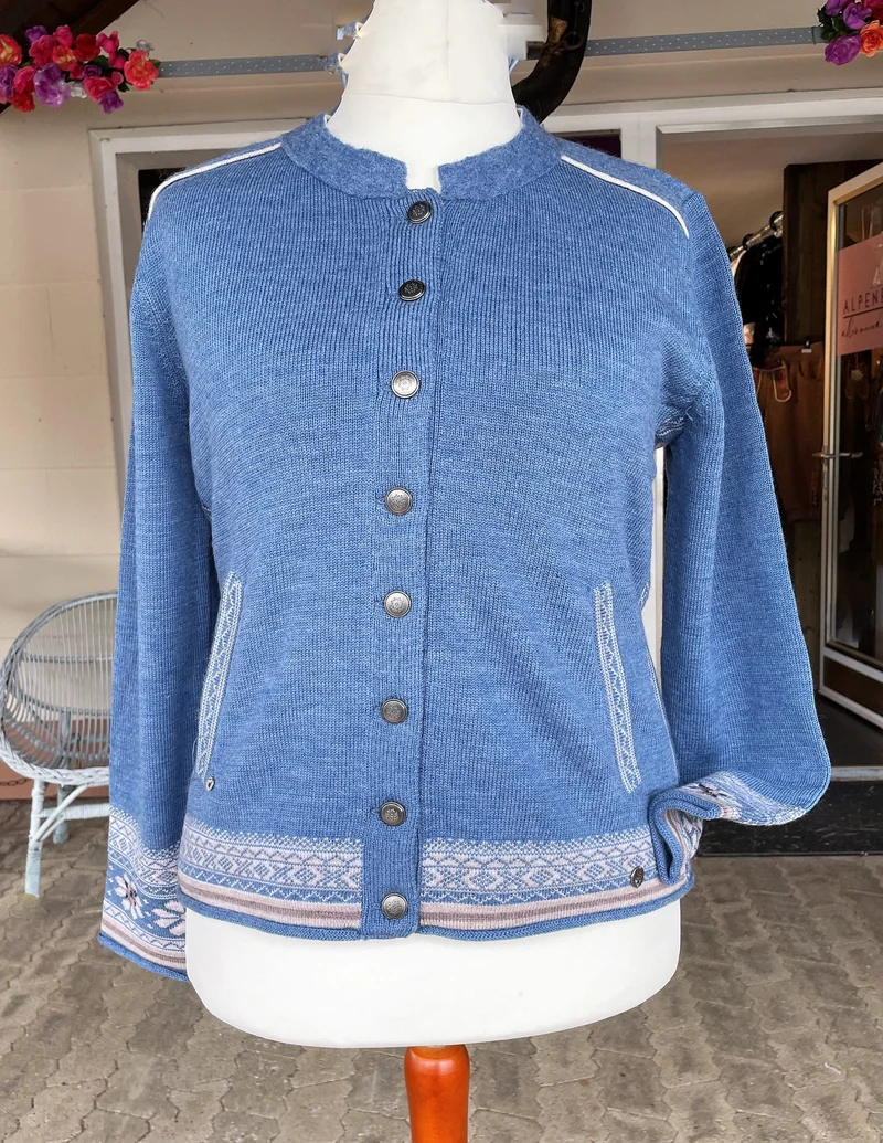 Trachten Jacke, Spieth & Wensky, Warja, Strickjacke, große Größen, blau