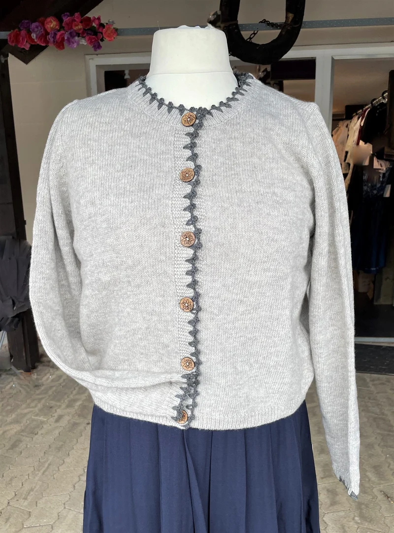 Trachten Jacke, Hangowear, Wilberta, Strickjacke, hellgrau, greige