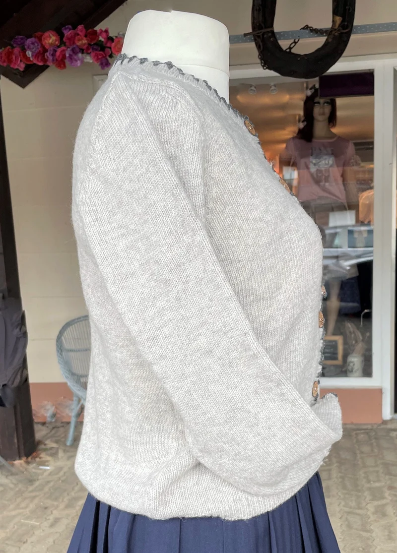 Trachten Jacke, Hangowear, Wilberta, Strickjacke, hellgrau, greige