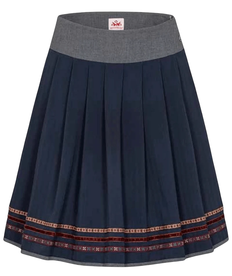 Trachten Rock Midi 60 cm, Wilke, dunkelblau grau, Spieth & Wensky