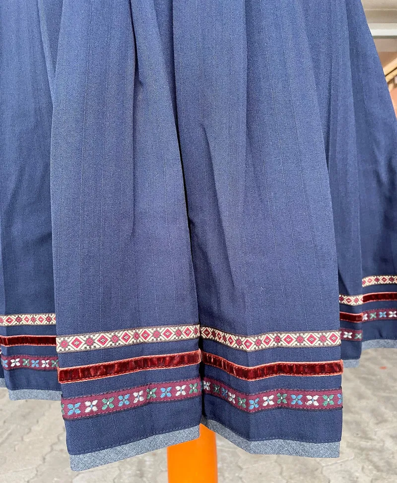 Trachten Rock Midi 60 cm, Wilke, dunkelblau grau, Spieth & Wensky